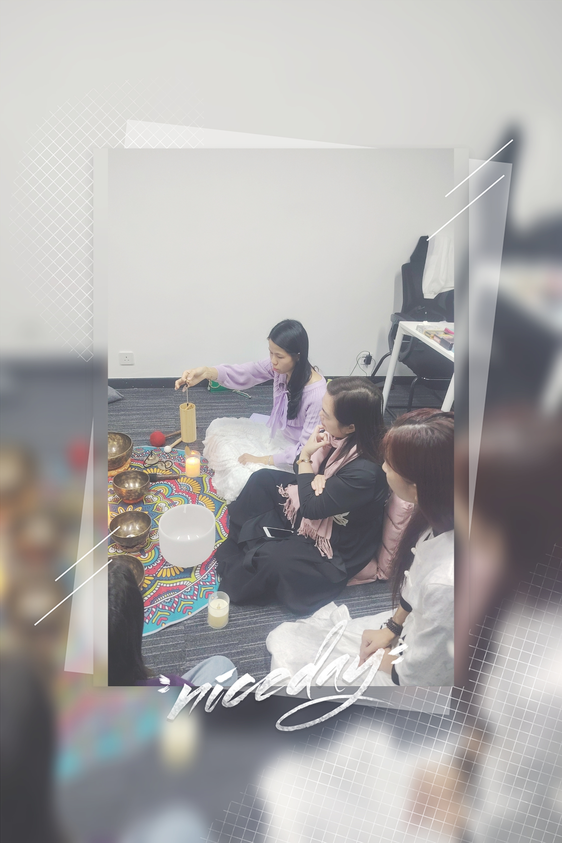 澳門專業塔羅身心靈協會會長Kate 同C妮Healing 茵茵的相知相遇 今日同大家一齊進行的紫火冥想，真係好有意義～在會長 Kate 的帶領下，伴隨著頌缽的聲音，我哋透過紫色火焰去淨化